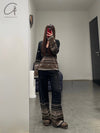 SWAYING 25 Early Spring V-neck snowflake jacquard pullover / straight pants SW-SW25PS1T13-HEI Black top SW25PS1T13 SW25PS3B11